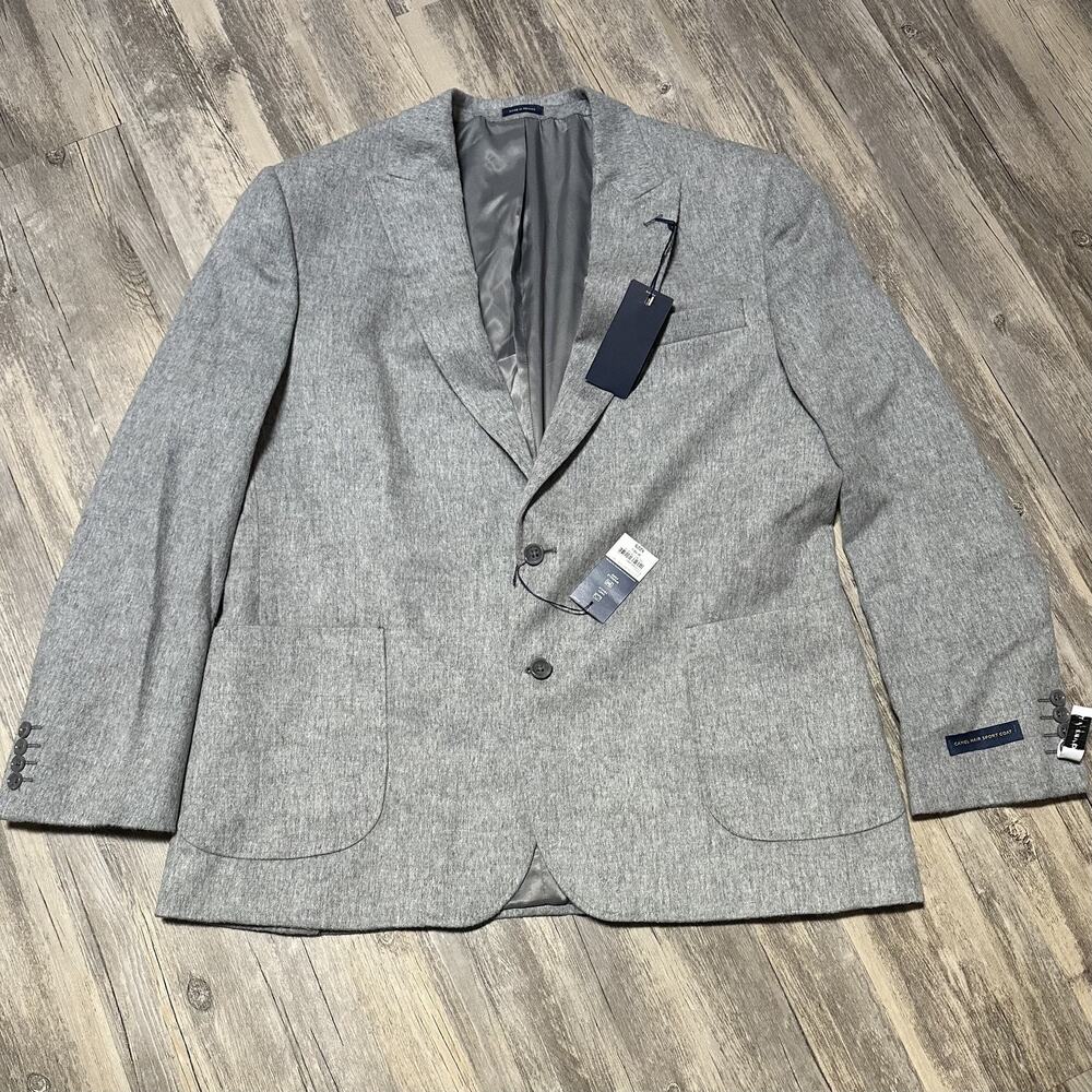 Stafford Sport Coat Men's 48 Regular Light Gray Camel Hair 3-Button Blazer NWT